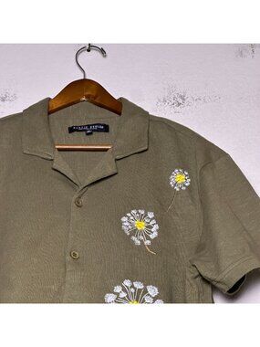 Rustic Souls Floral Flower Button Up Earthy Shirt Men M Summer Loose Fit Boho